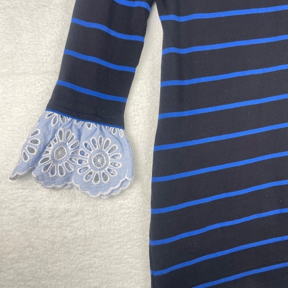 Beach Lunch Lounge Sz S Striped 100% Cotton Knit Sweaterdress Midi Long Sleeves - Picture 13 of 16